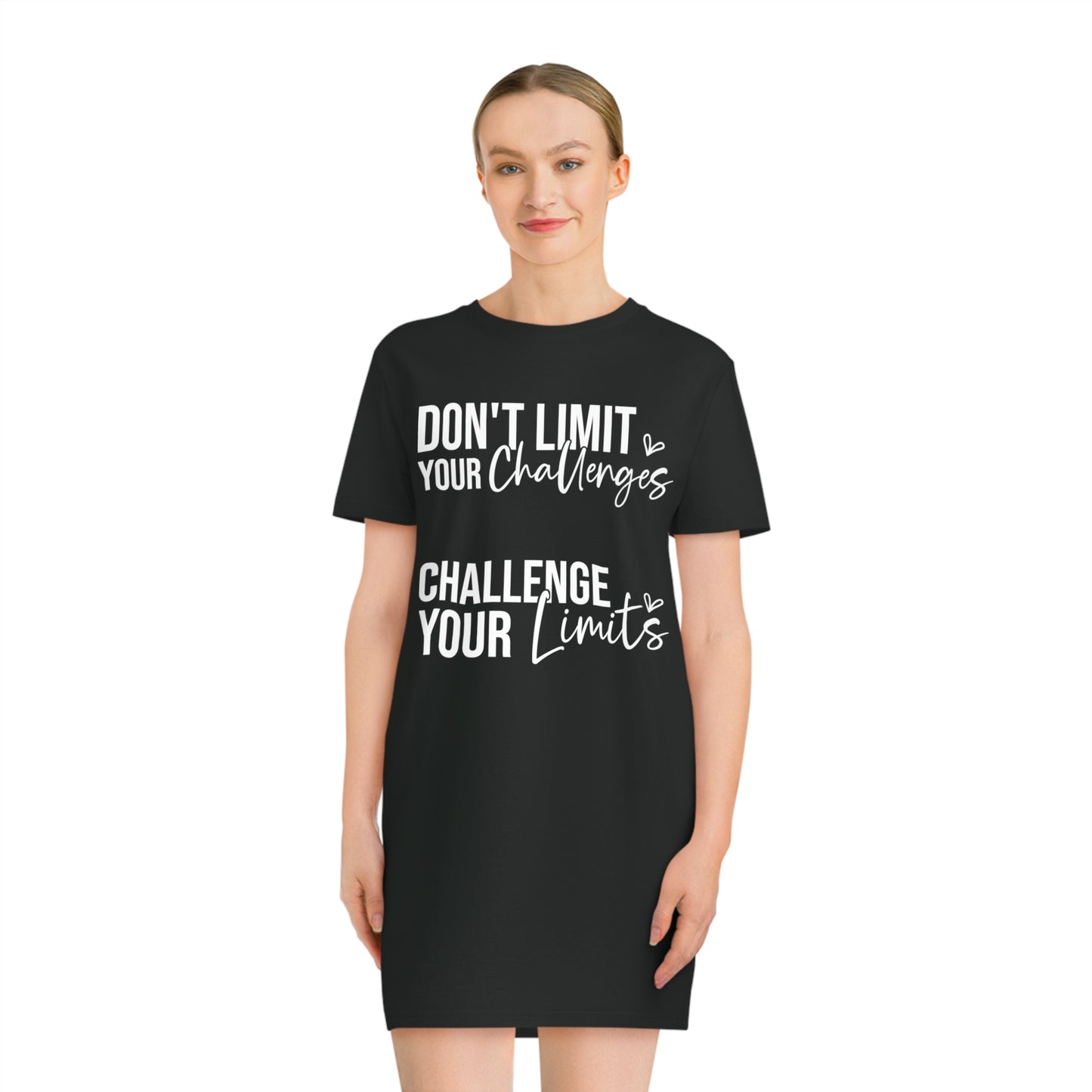 Don't Limit Your Challenges, Women's Spinner T-Shirt Dress, Printed