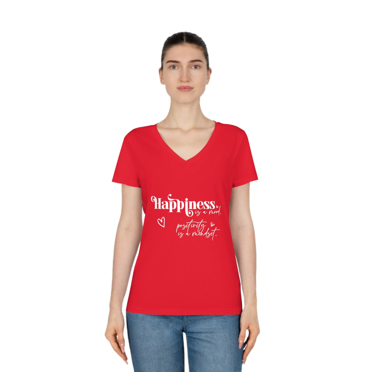 Happiness is a Mood, Women's Evoker V-Neck T-Shirt, Printed