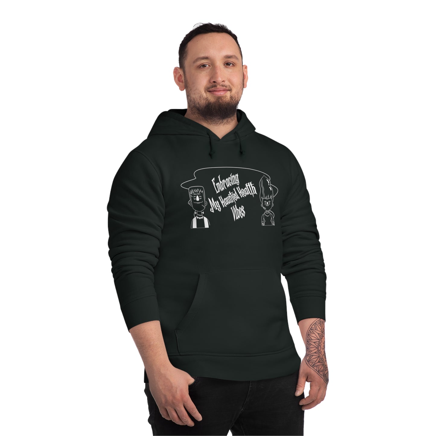 Embracing My Haunted Health Vibes, Unisex Organic Drummer Hoodie, Printed