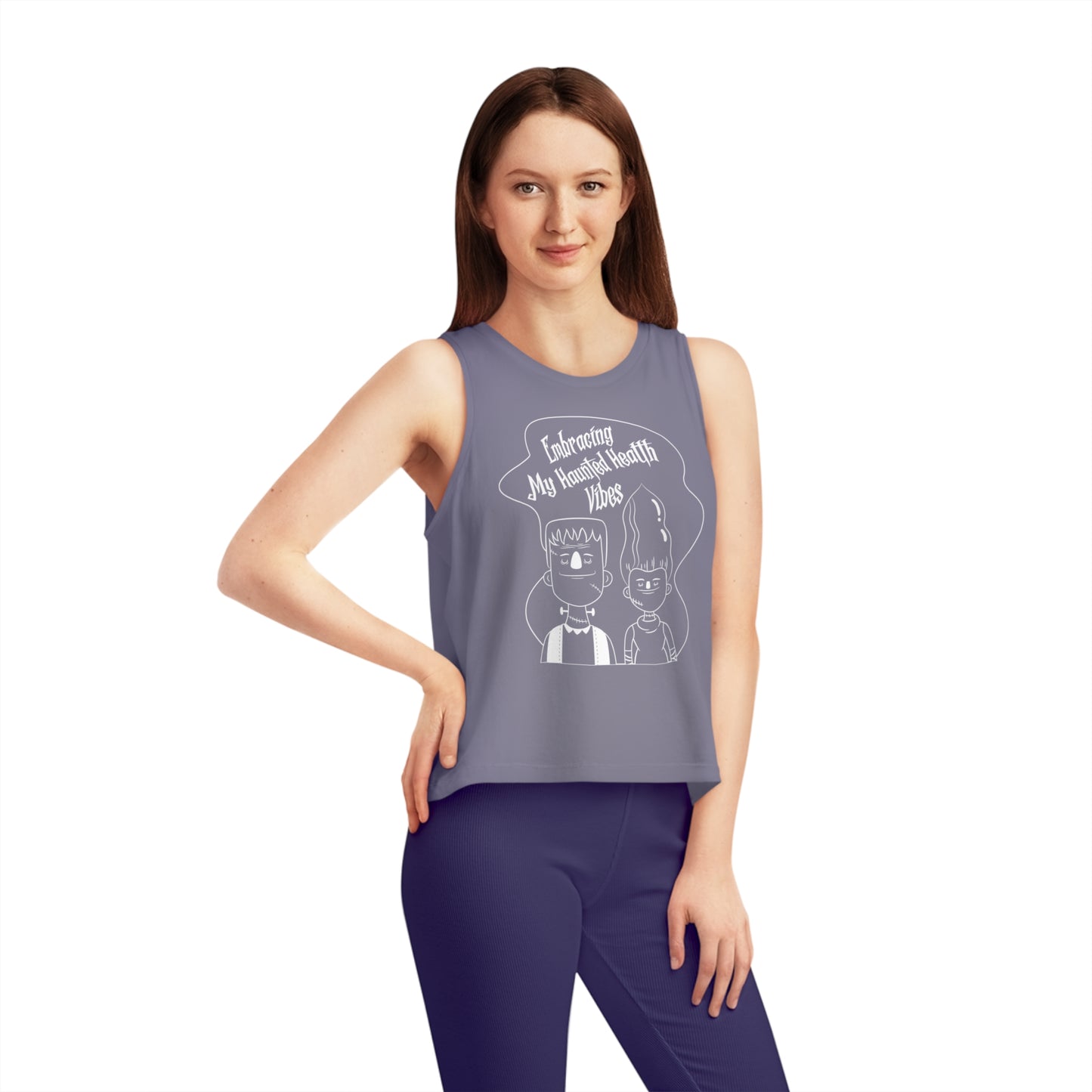 Embracing My Haunted Health Vibes, Women's Dancer Cropped Tank Top, Printed