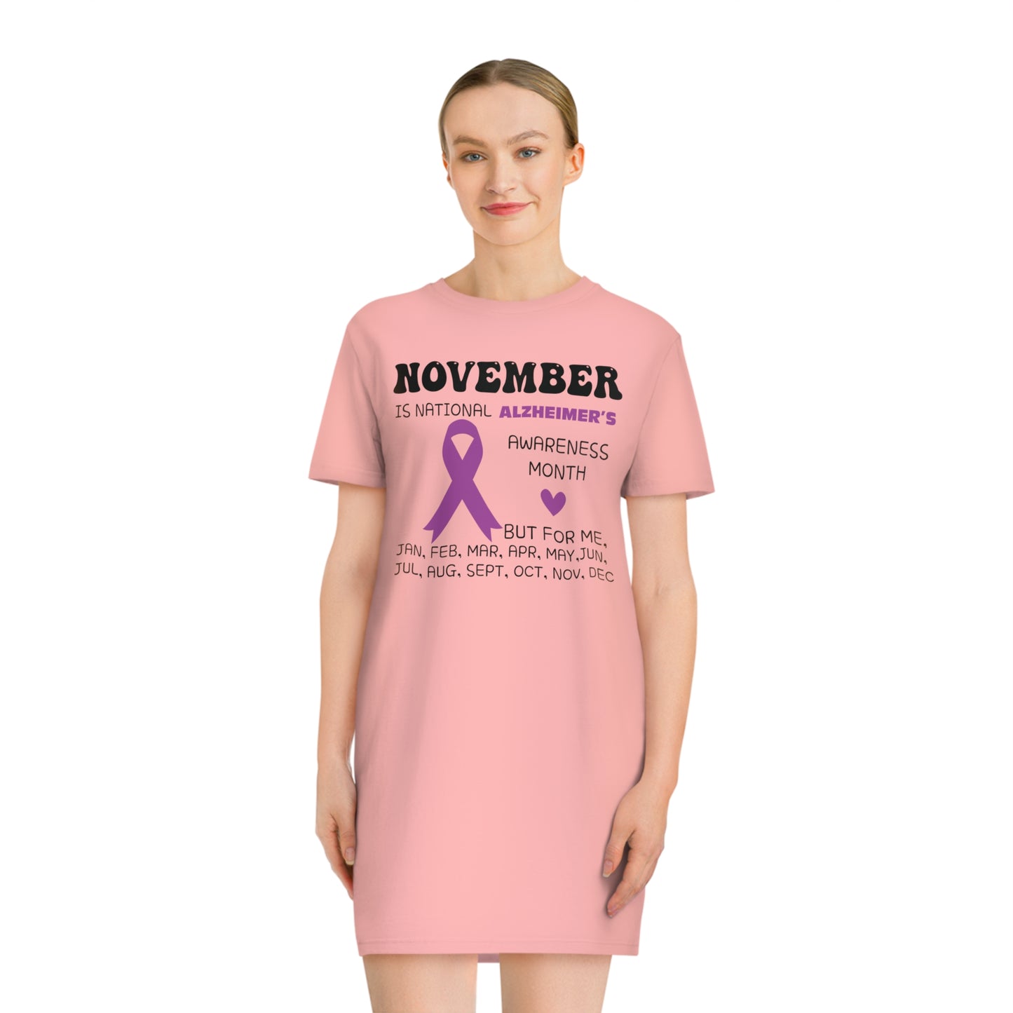 Awareness Month - Alzheimer's, Women's Spinner T-Shirt Dress, Printed