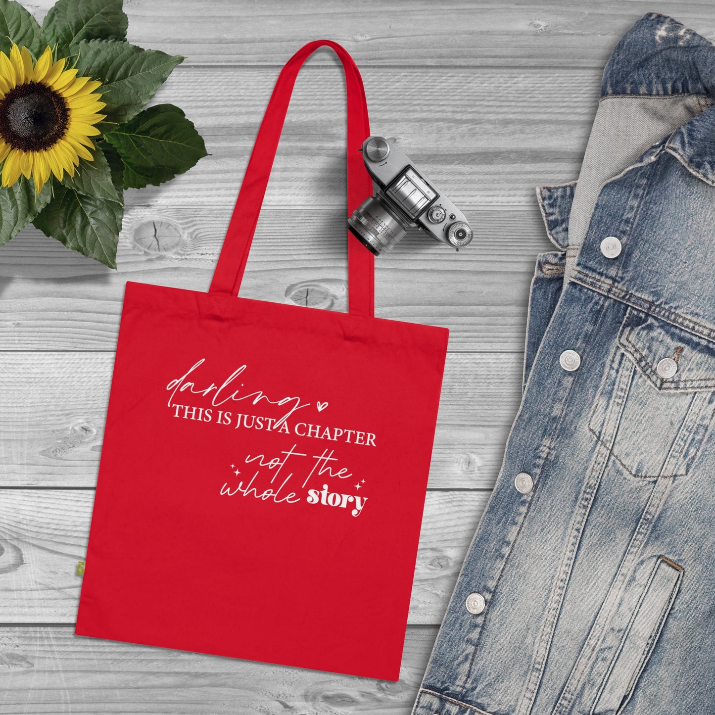 Darling This is Just a Chapter, Organic Tote (Colorful), Printed