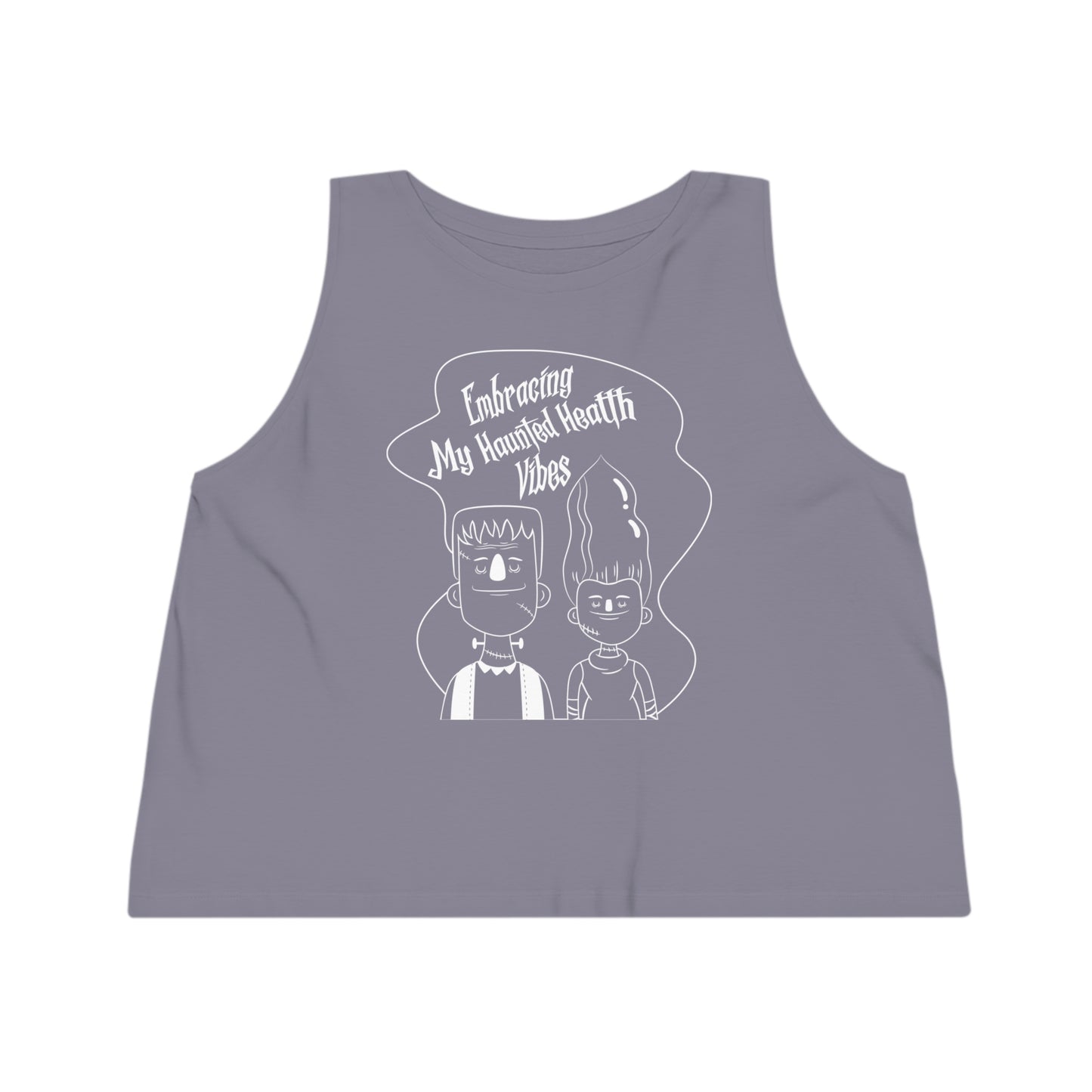 Embracing My Haunted Health Vibes, Women's Dancer Cropped Tank Top, Printed
