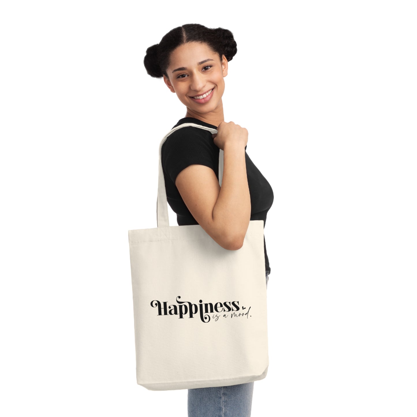 Happiness is a Mood, Organic Tote, Printed