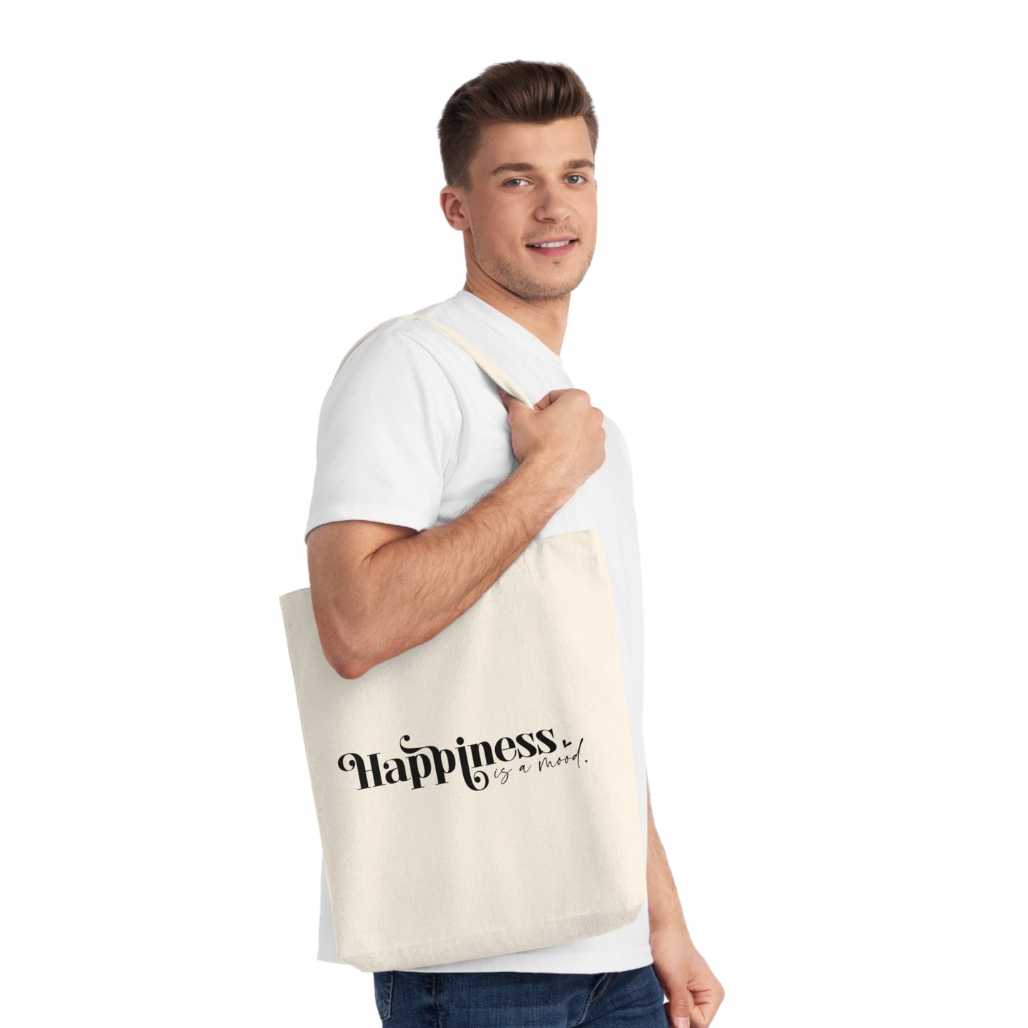 Happiness is a Mood, Organic Tote, Printed