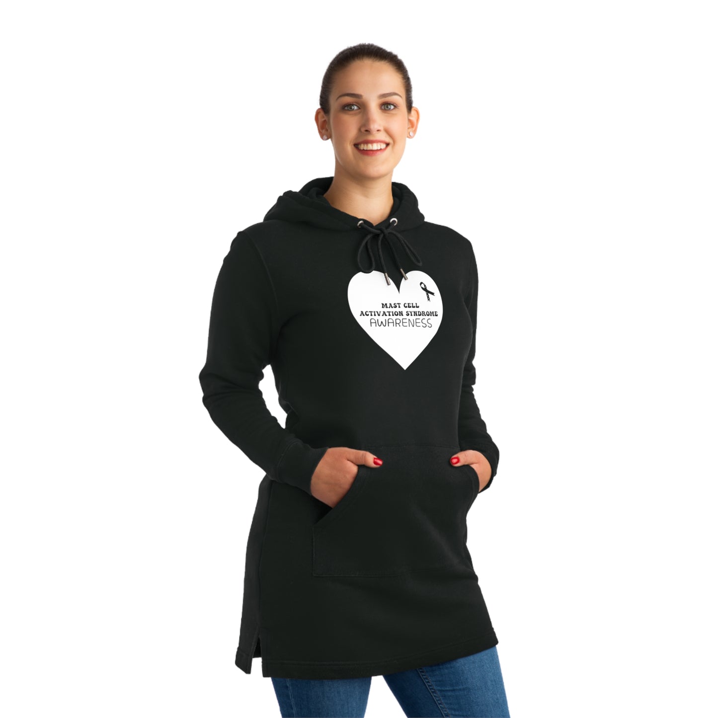 Awareness Heart - Mast Cell Activation Syndrome, Women's Streeter Organic Hoodie Dress (Dark), Printed