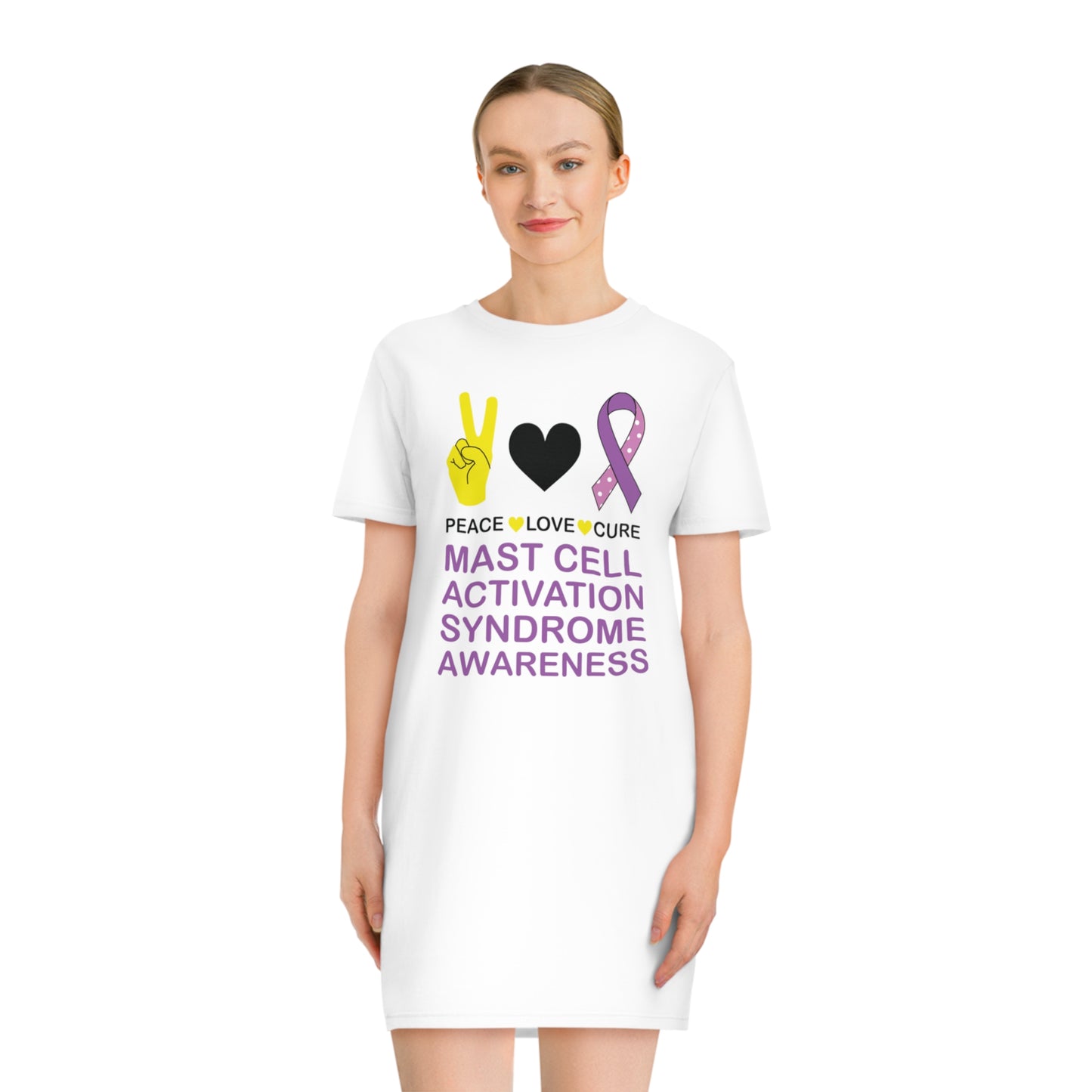 Peace Love Cure - Mast Cell Activation Syndrome, Women's Spinner T-Shirt Dress, Printed