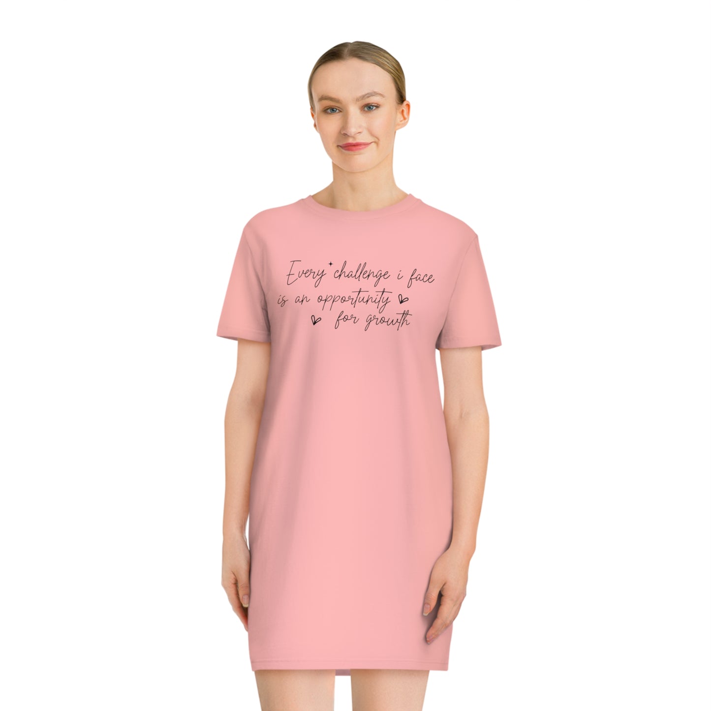 Every Challenge I Face, Women's Spinner T-Shirt Dress, Printed