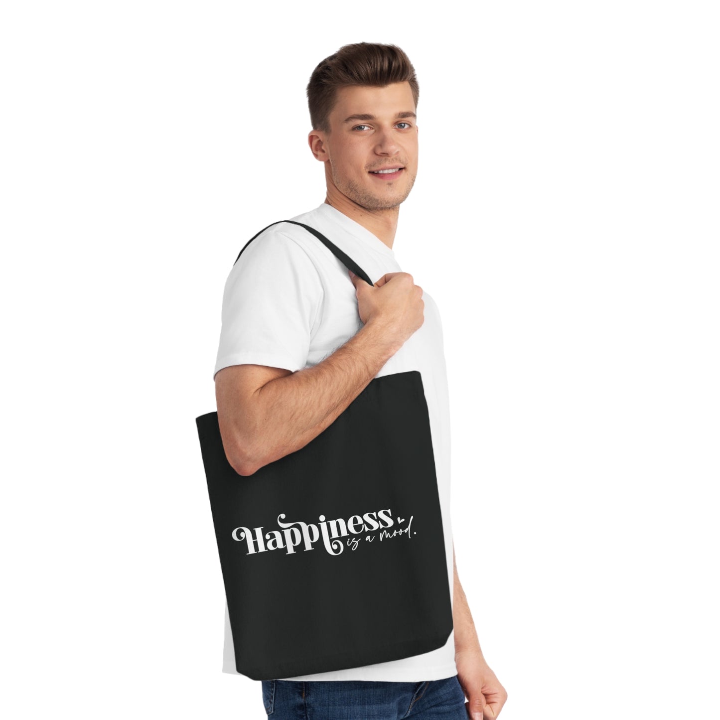 Happiness is a Mood, Organic Tote, Printed