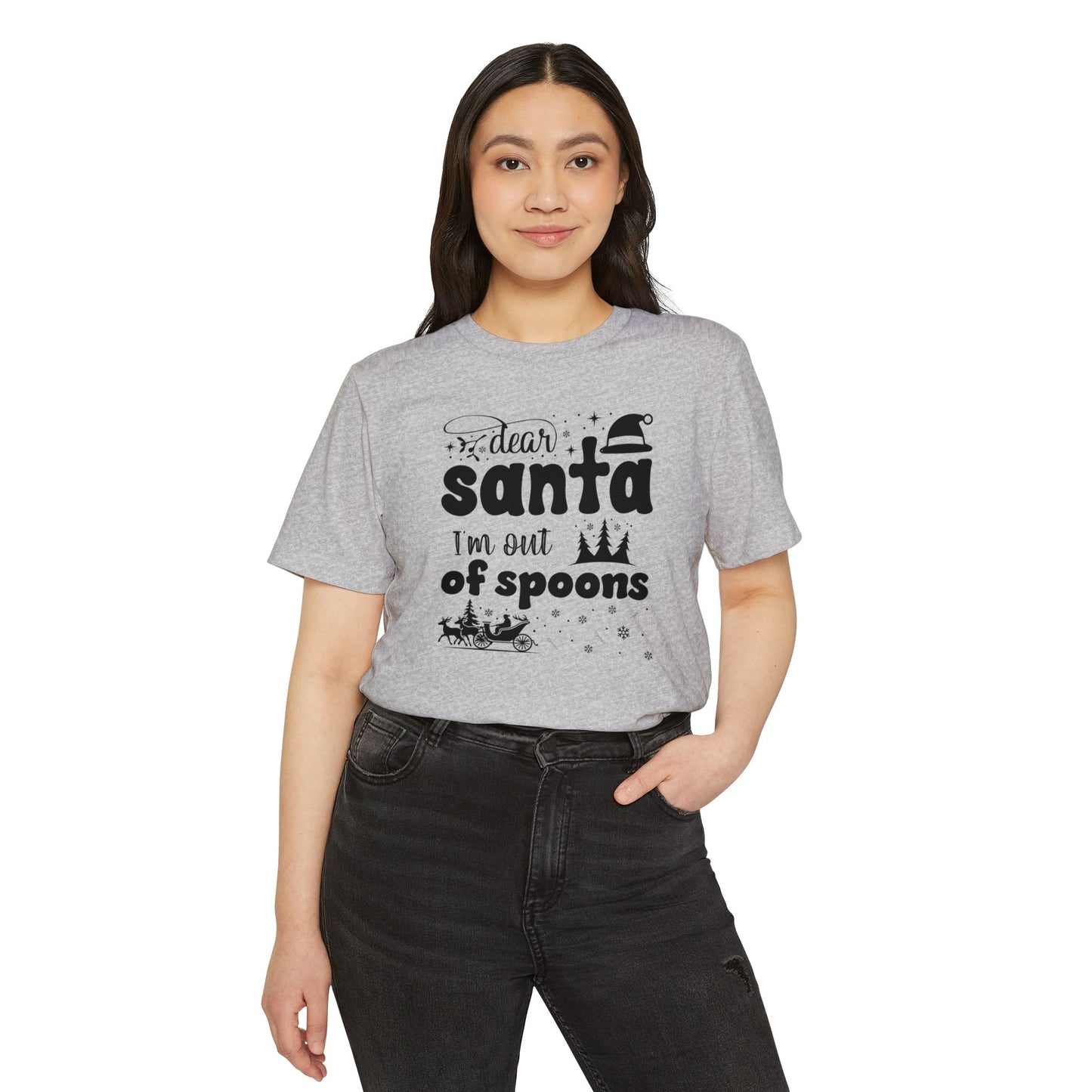 Dear Santa, I'm Out of Spoons | Lightweight Recycled Unisex T-shirt