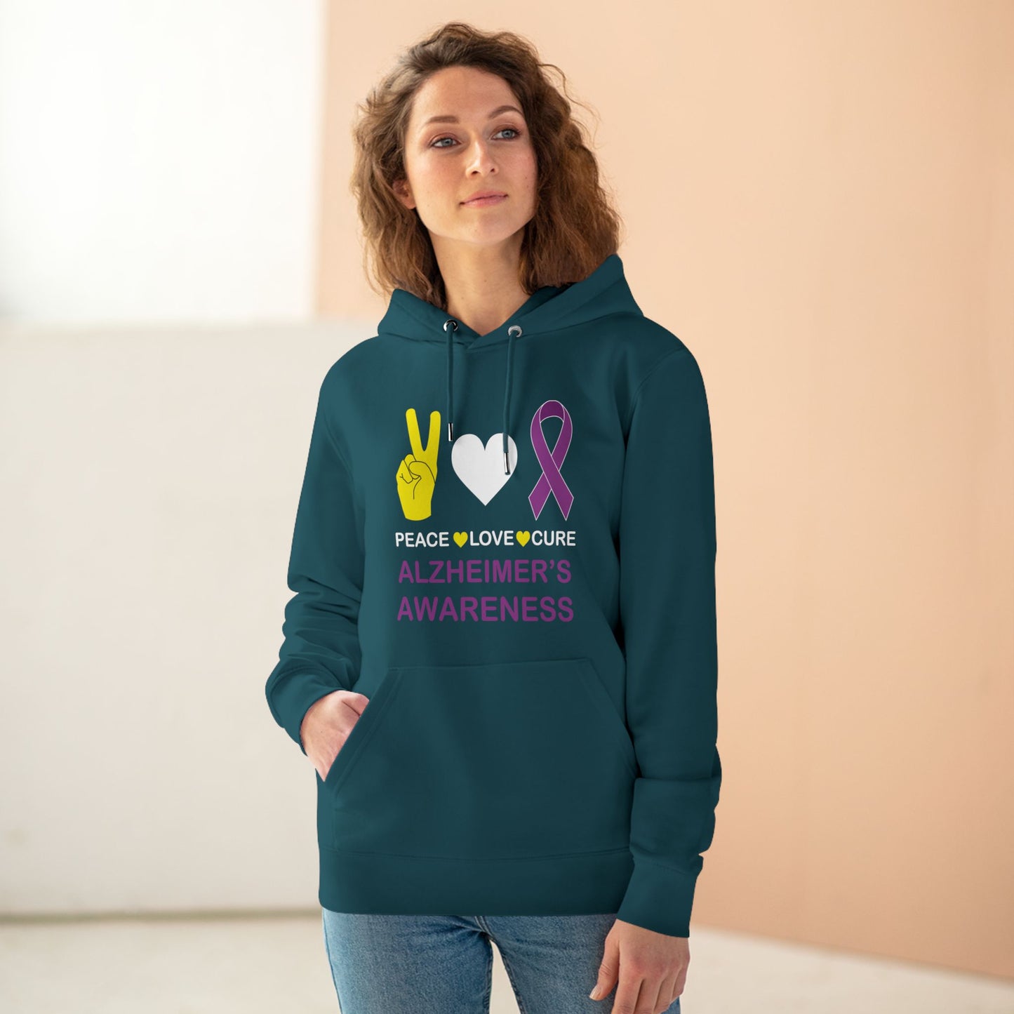 Peace Love Cure - Alzheimer's | Unisex Heavy Blend Organic Hoodie Sweatshirt