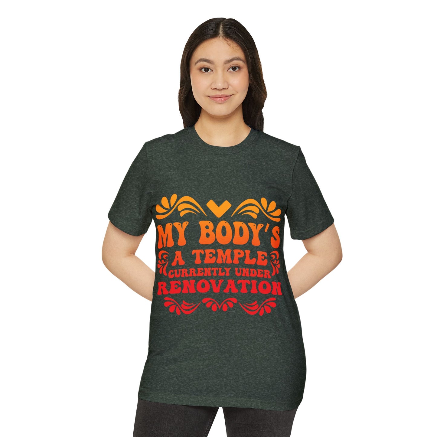 My Body's A Temple..., Unisex Organic Cotton T-shirt (Colorful), Printed