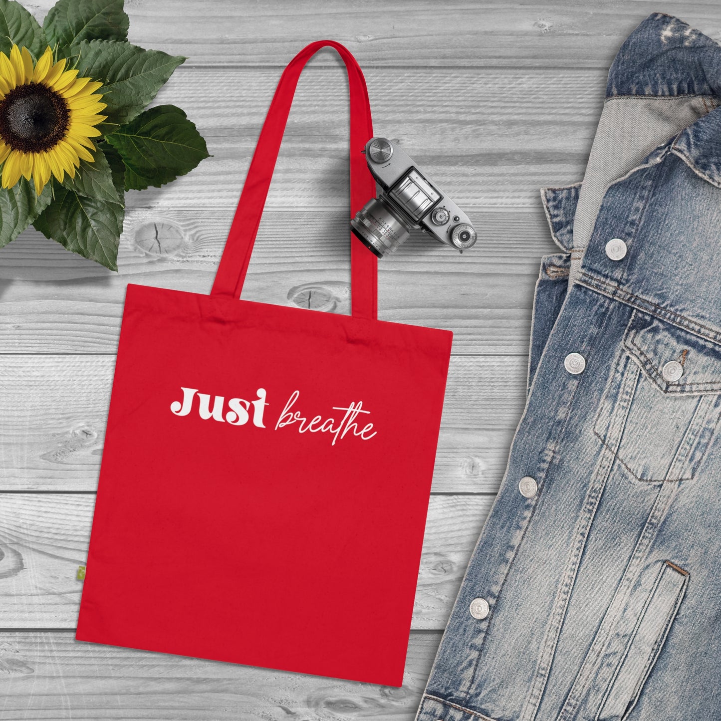 Just Breathe, Organic Tote (Colorful), Printed