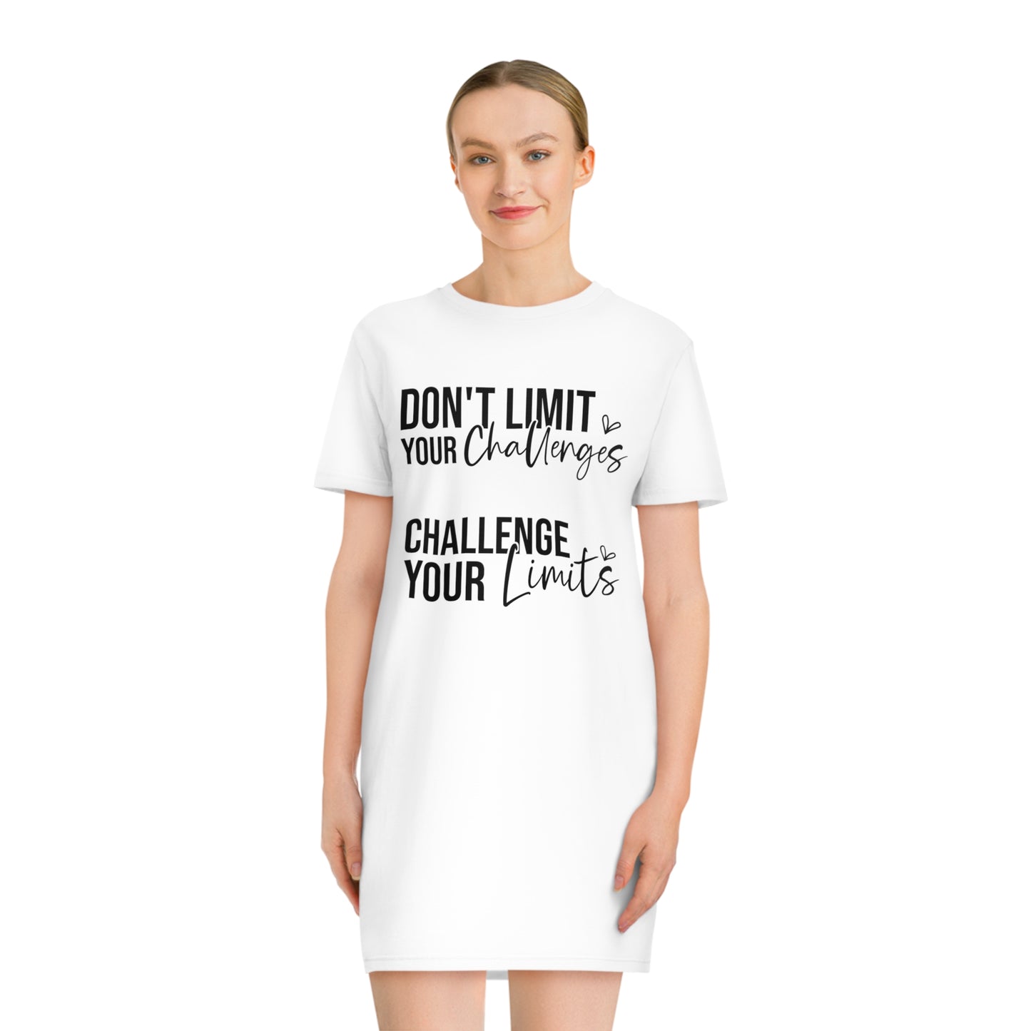 Don't Limit Your Challenges, Women's Spinner T-Shirt Dress, Printed