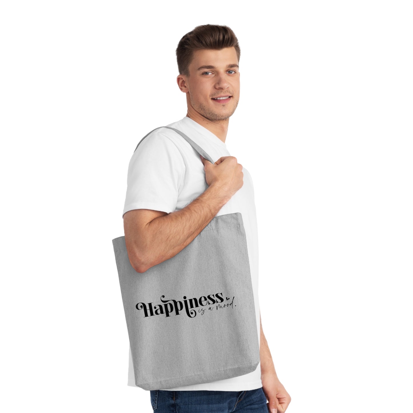 Happiness is a Mood, Organic Tote, Printed