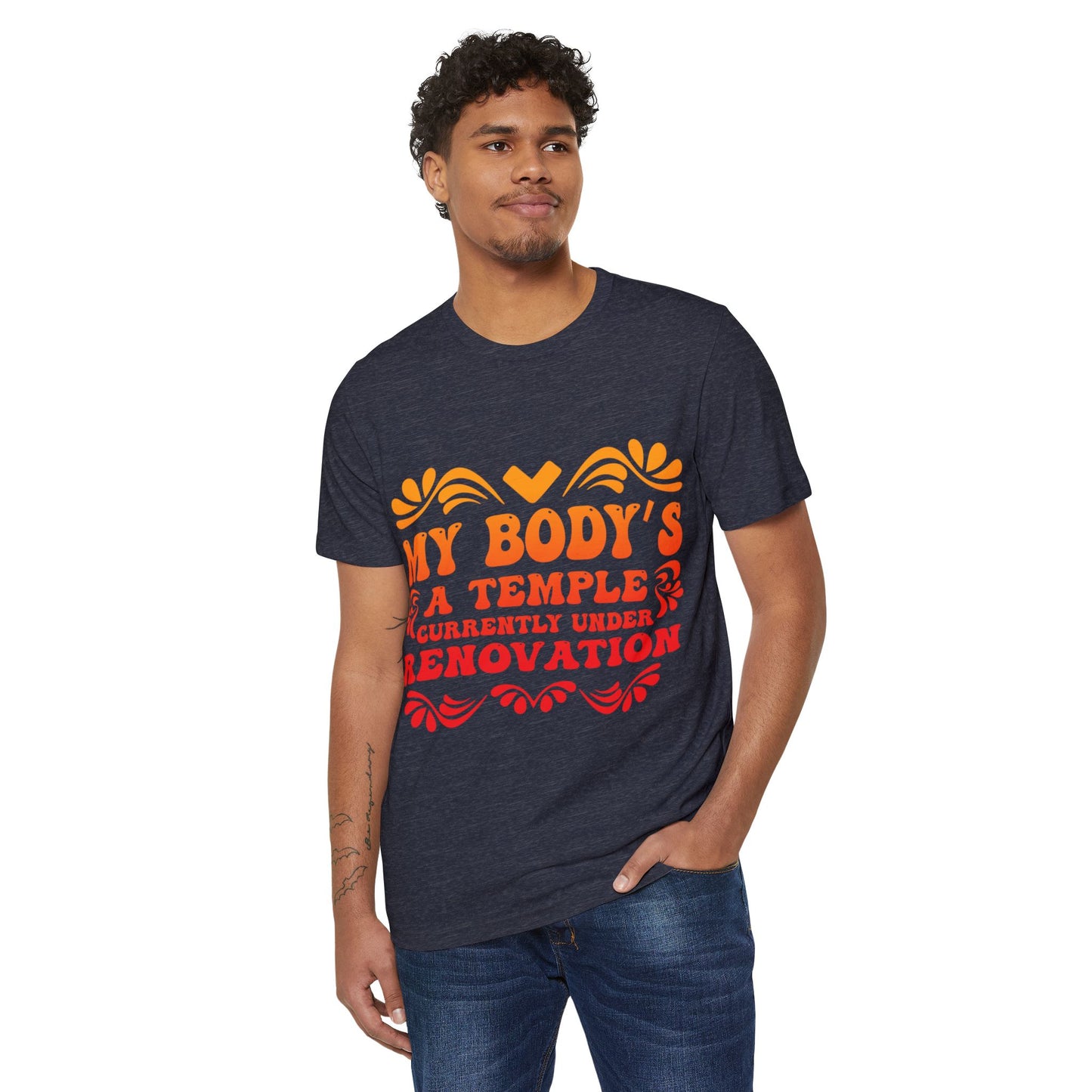 My Body's A Temple..., Unisex Organic Cotton T-shirt (Colorful), Printed