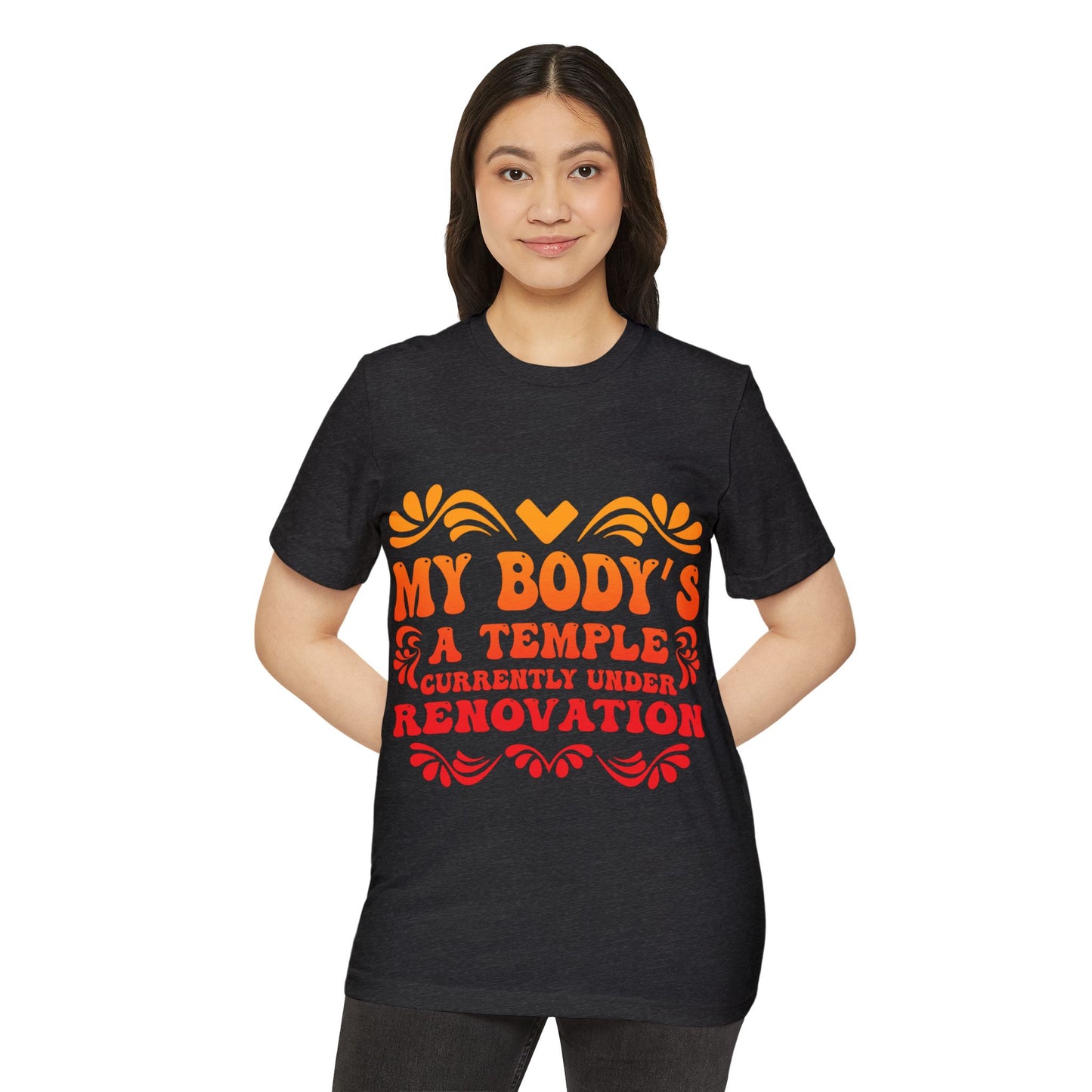 My Body's A Temple..., Unisex Organic Cotton T-shirt (Colorful), Printed
