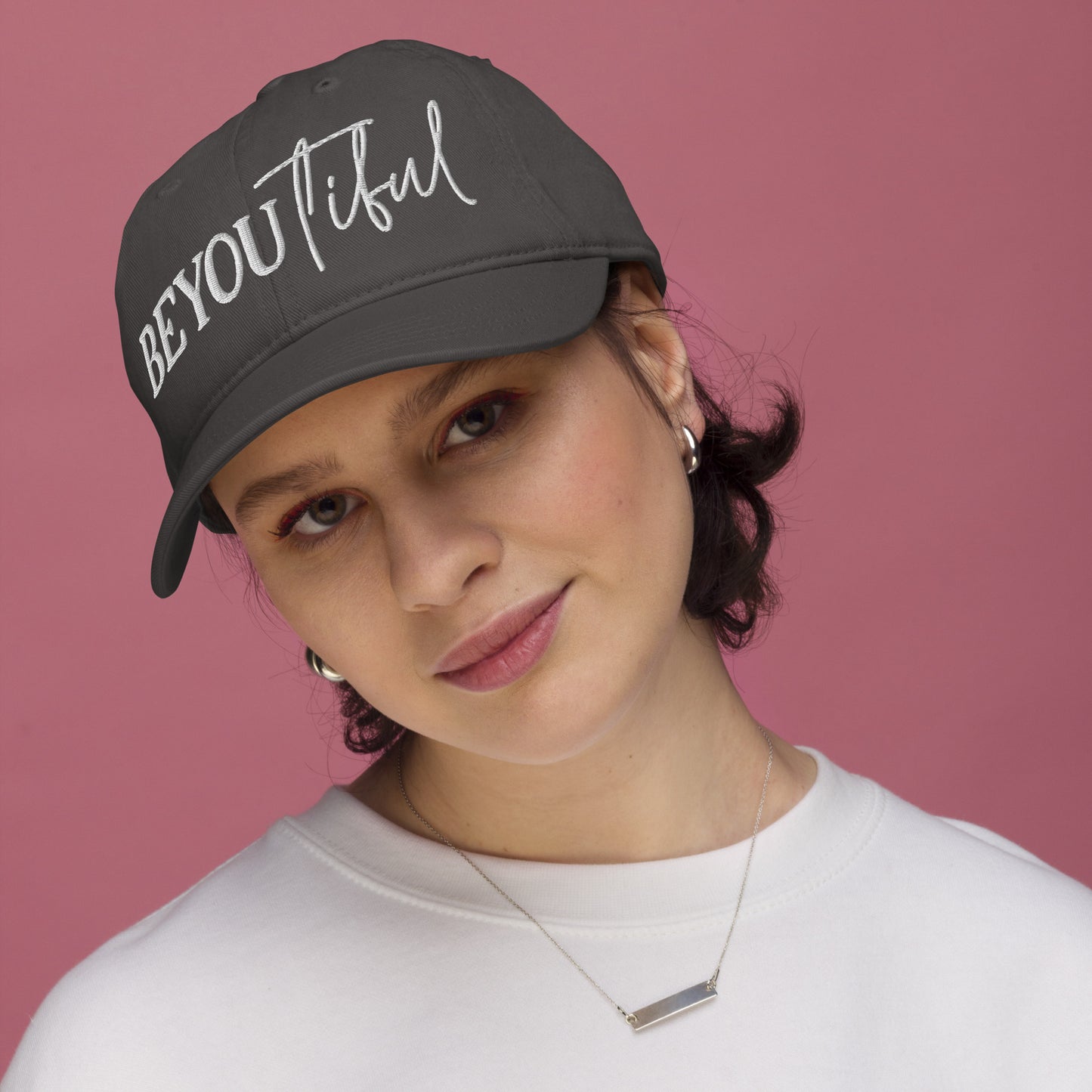 BeYOUtiful, Organic Baseball Cap (Dark), Embroidered