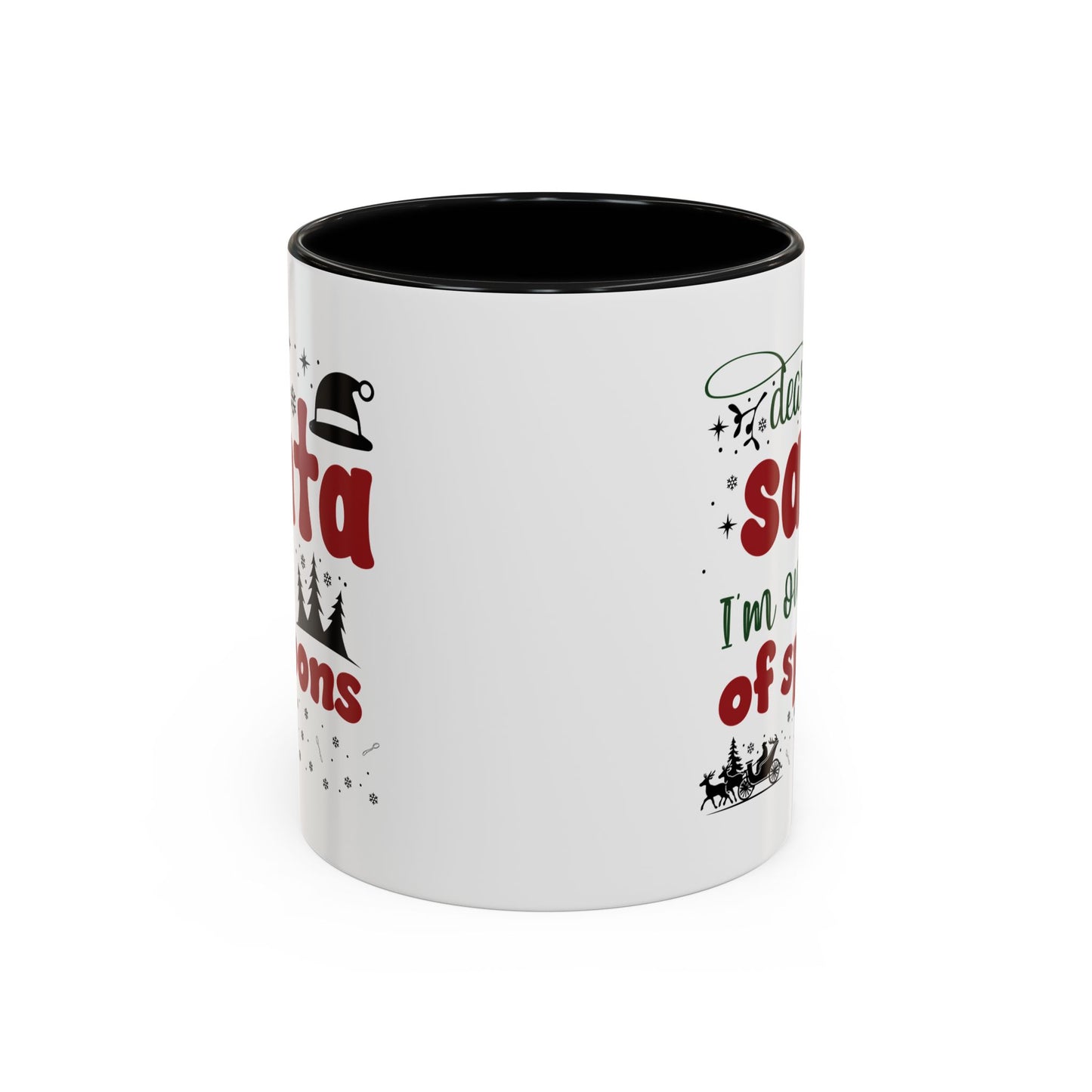 Dear Santa, I'm Out of Spoons | Lead-free Accent Coffee Mug (11, 15oz)