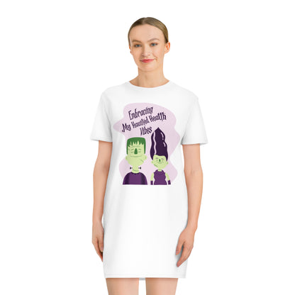 Embracing My Haunted Health Vibes, Women's Spinner T-Shirt Dress, Printed