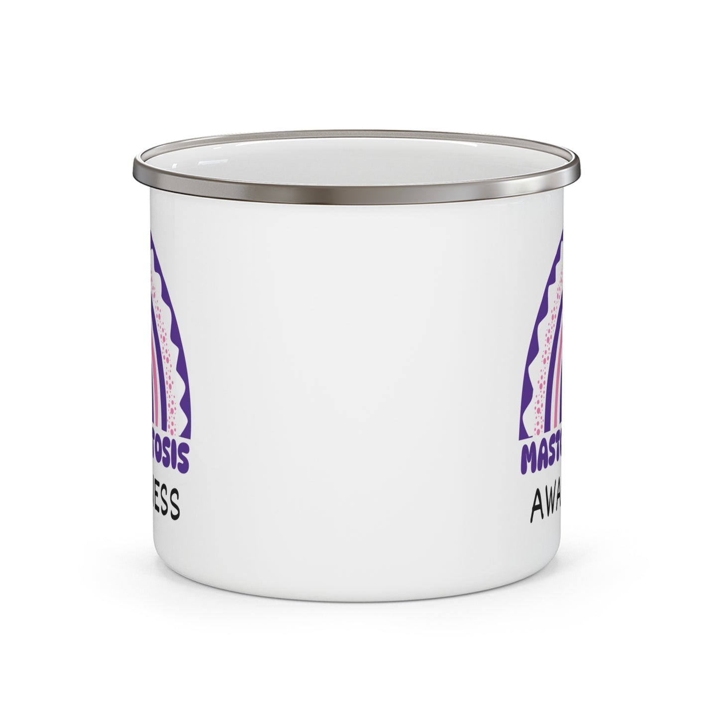 Mastocytosis Big Awareness Rainbow | Lead-free Enamel Camping Mug (12oz)