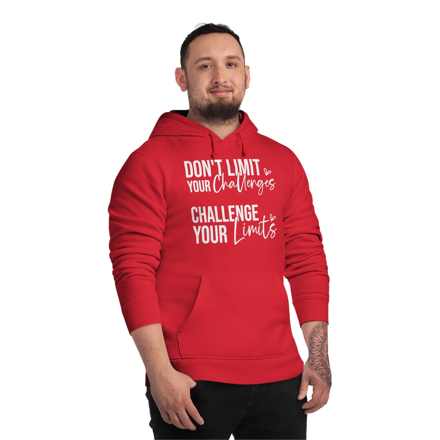 Don't Limit Your Challenges, Unisex Organic Drummer Hoodie, Printed