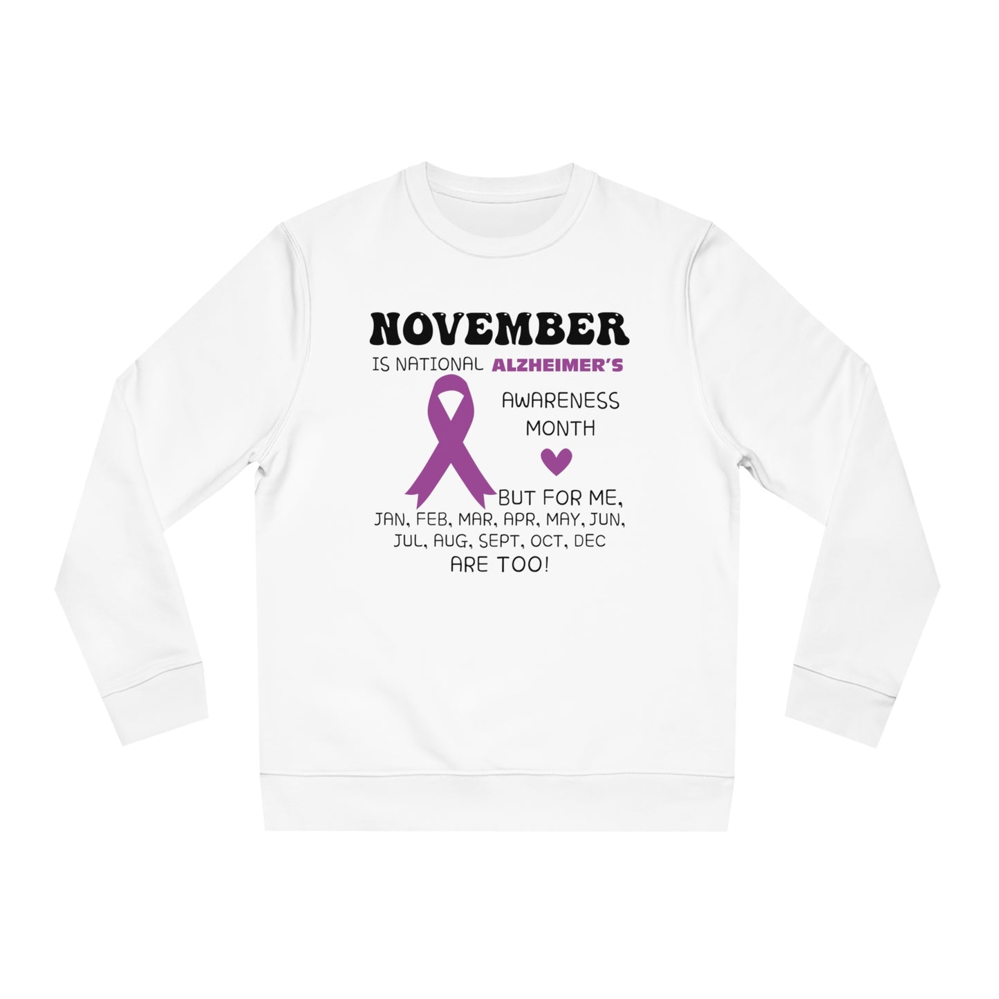 Awareness Month - Alzheimer's, Unisex Organic Sweatshirt, Printed