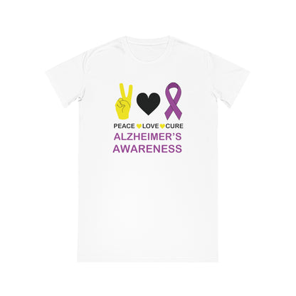 Peace Love Cure - Alzheimer's, Women's Spinner T-Shirt Dress, Printed