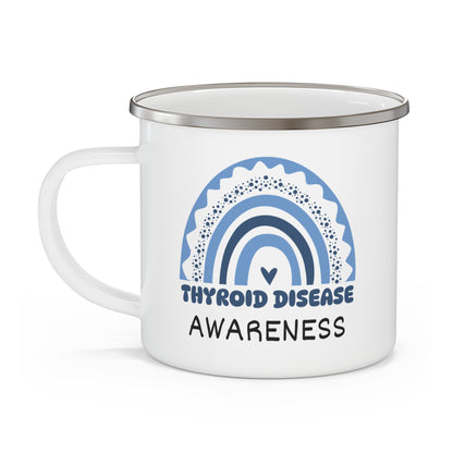 Thyroid Disease Big Awareness Rainbow | Lead-free Enamel Camping Mug (12oz)