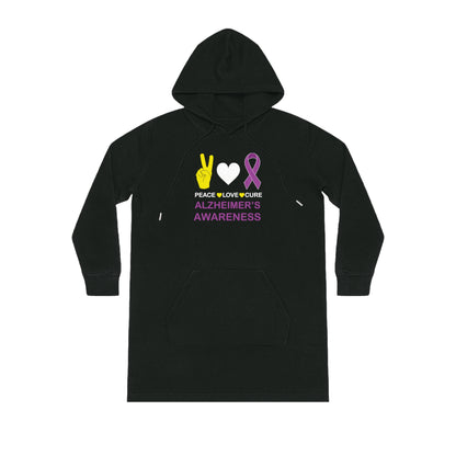 Peace Love Cure - Alzheimer's, Women's Streeter Organic Hoodie Dress (Dark), Printed