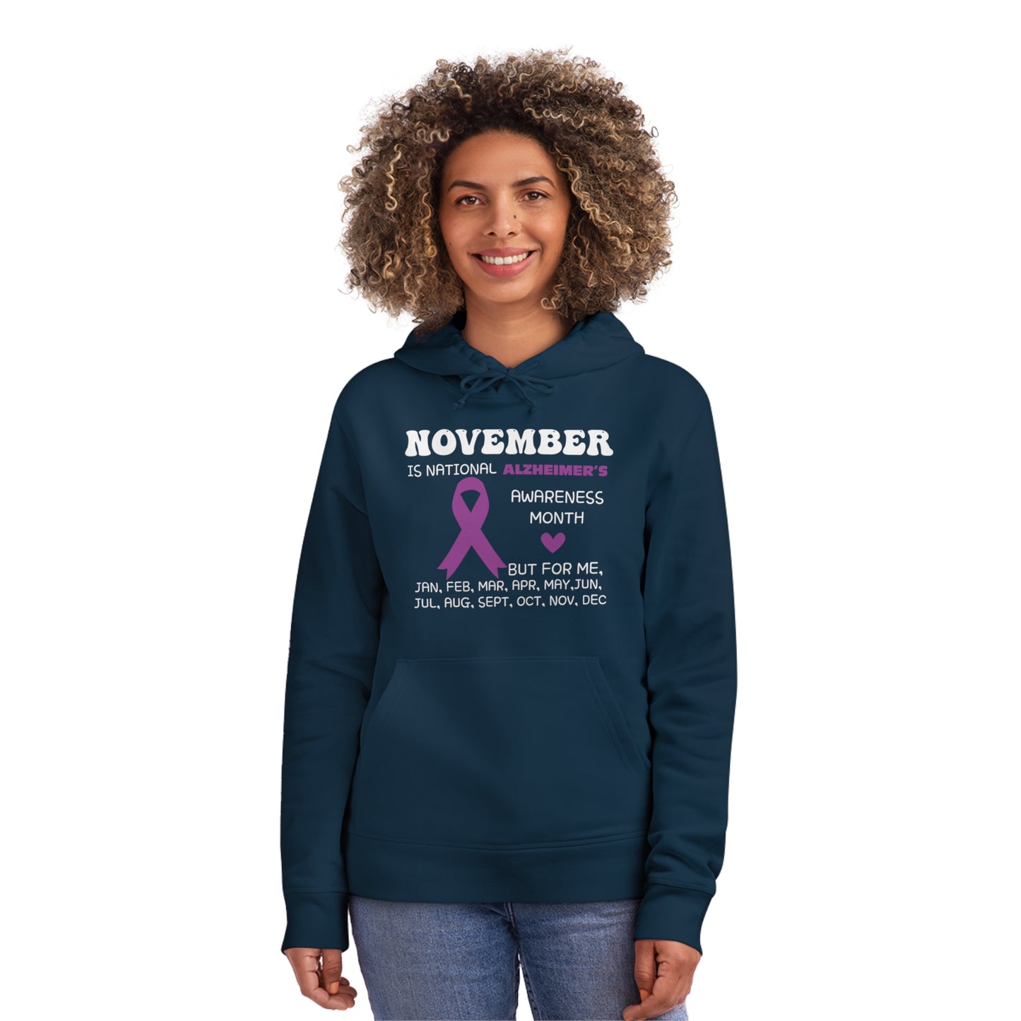 Awareness Month - Alzheimer's, Unisex Organic Drummer Hoodie, Printed