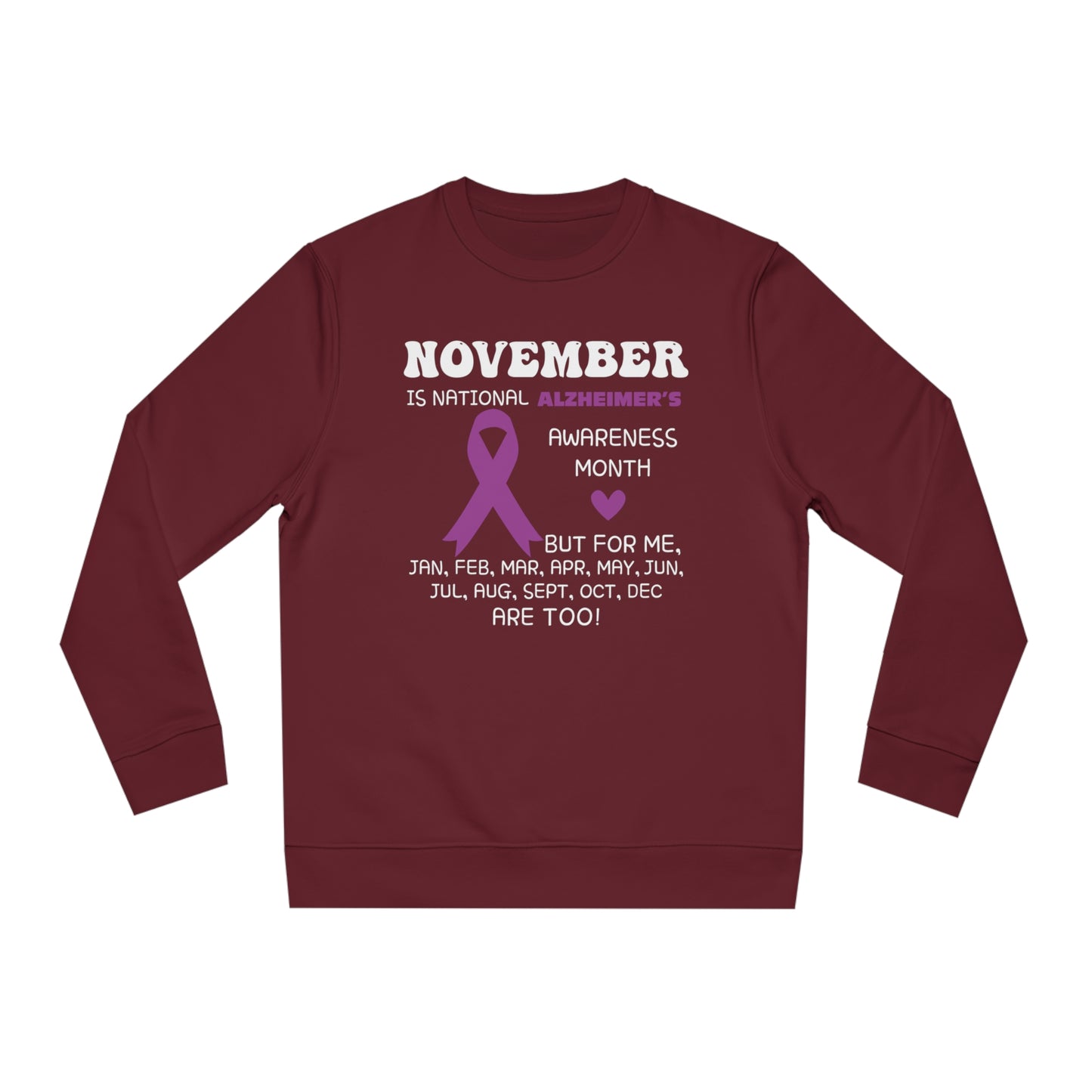 Awareness Month - Alzheimer's, Unisex Organic Sweatshirt, Printed