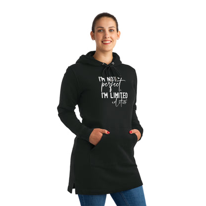 I'm Not Perfect, Women's Streeter Organic Hoodie Dress (Dark), Printed