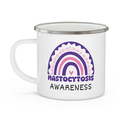 Mastocytosis Big Awareness Rainbow | Lead-free Enamel Camping Mug (12oz)