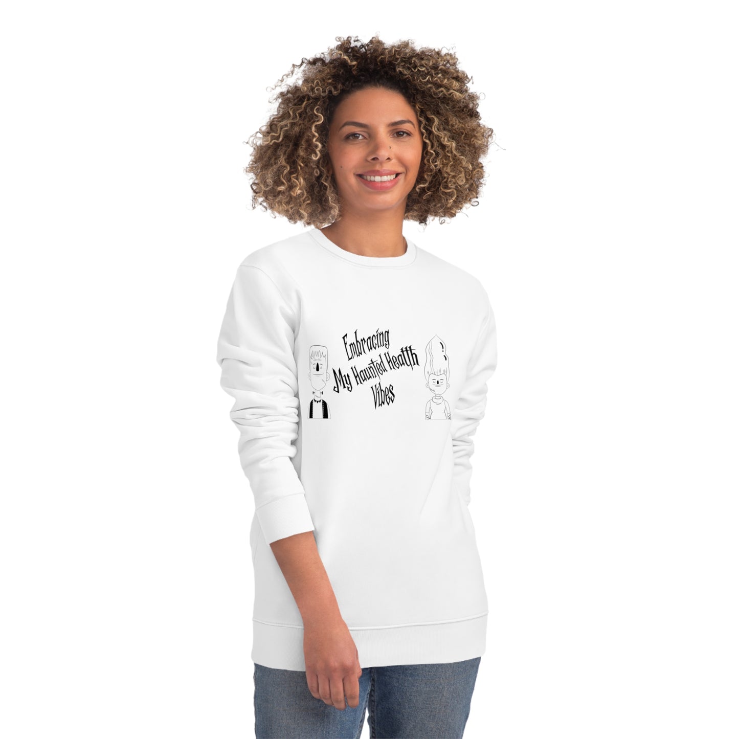 Embracing My Haunted Health Vibes, Unisex Organic Sweatshirt, Printed