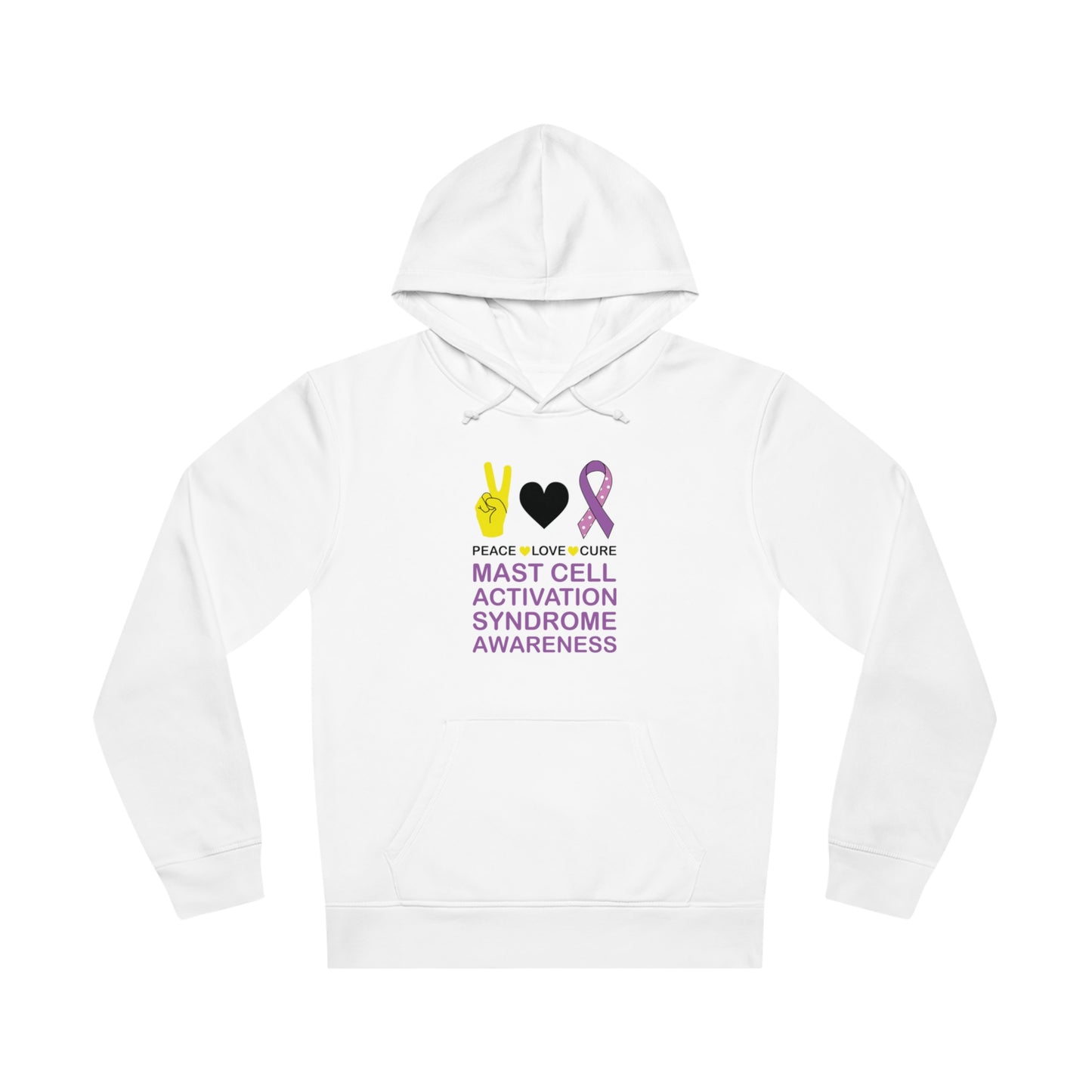 Peace Love Cure - Mast Cell Activation Syndrome, Unisex Organic Drummer Hoodie, Printed