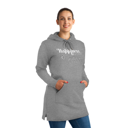 Happiness is a Mood, Women's Streeter Organic Hoodie Dress (Dark), Printed