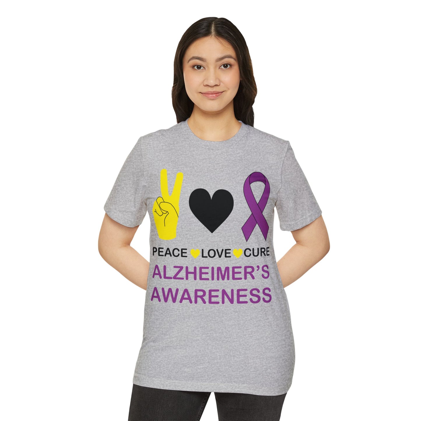 Peace Love Cure - Alzheimer's, Unisex Organic Cotton T-shirt, Printed