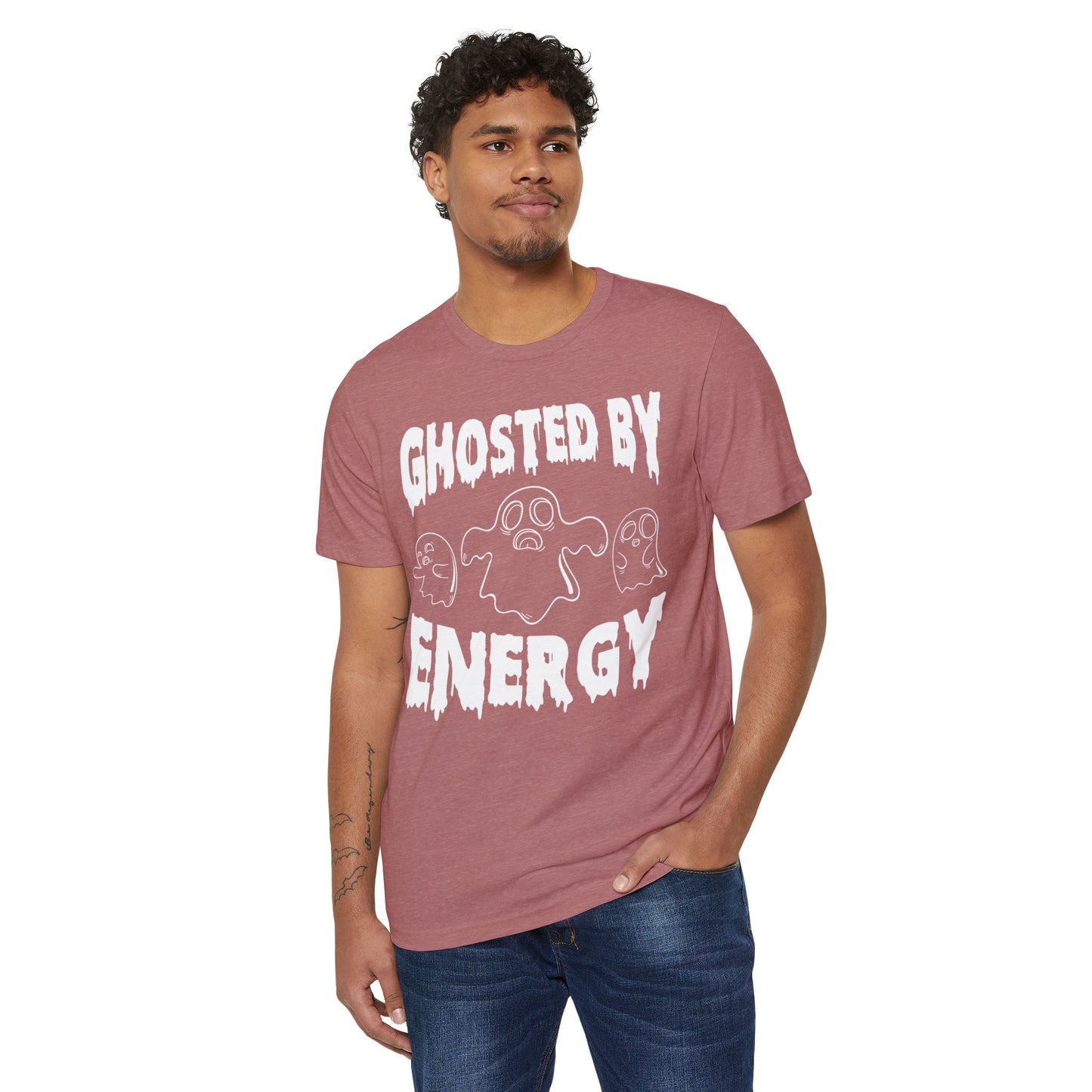 Ghosted by Energy with Spooky Ghosts, Unisex Organic Cotton T-shirt, Printed