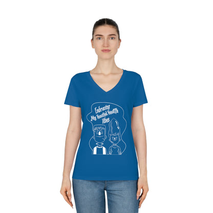 Embracing My Haunted Health Vibes, Women's Evoker V-Neck T-Shirt, Printed