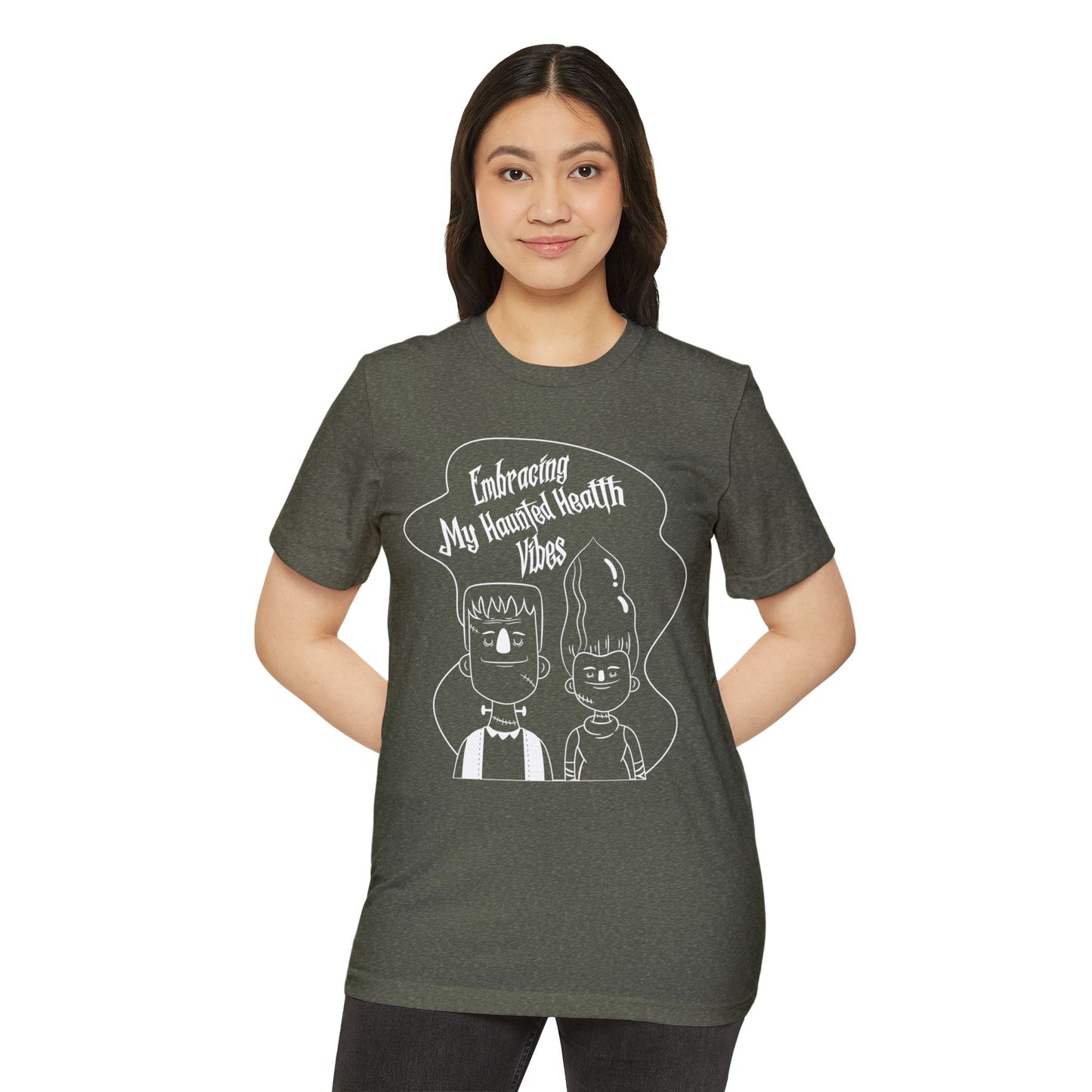 Embracing My Haunted Health Vibes, Unisex Organic Cotton T-shirt, Printed