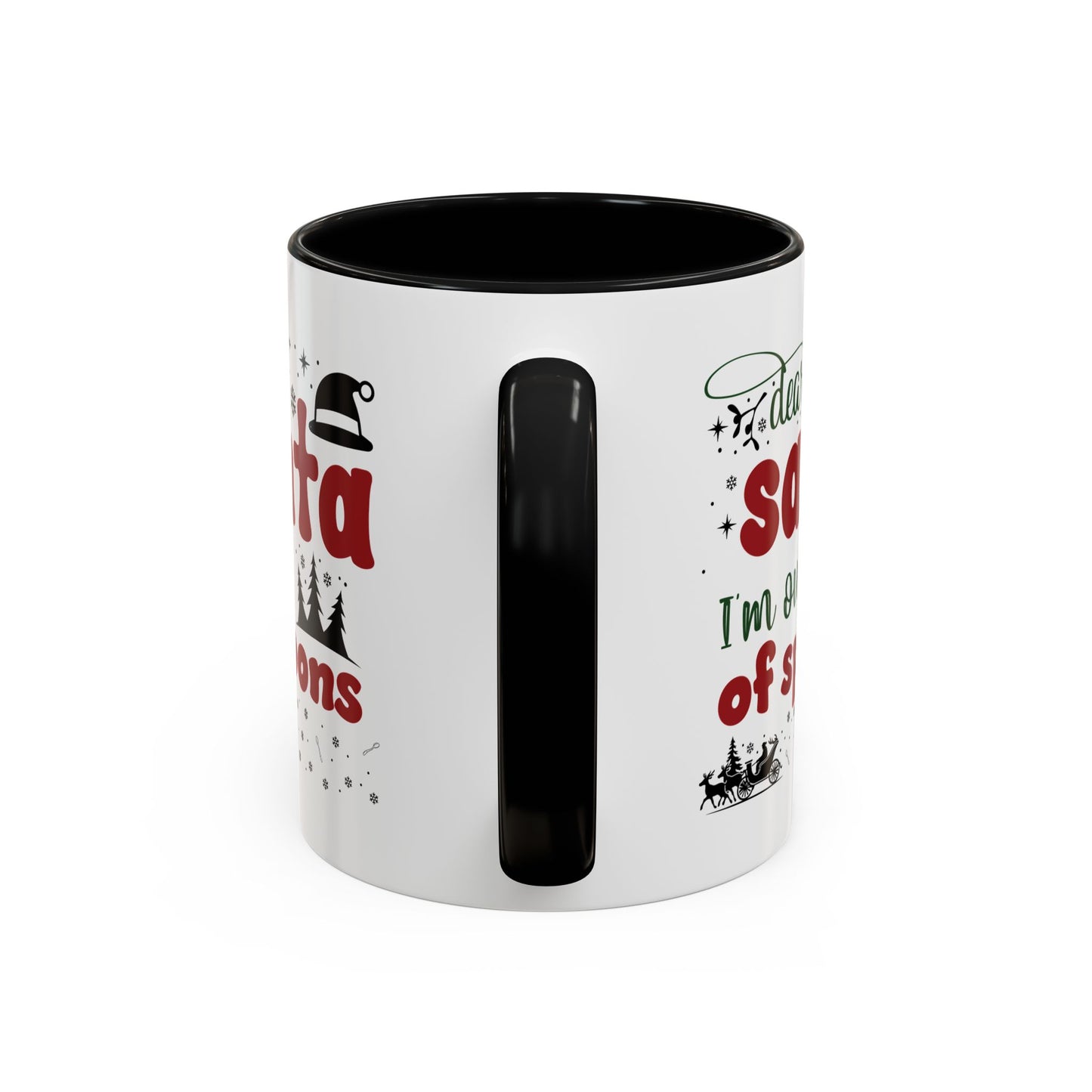 Dear Santa, I'm Out of Spoons | Lead-free Accent Coffee Mug (11, 15oz)