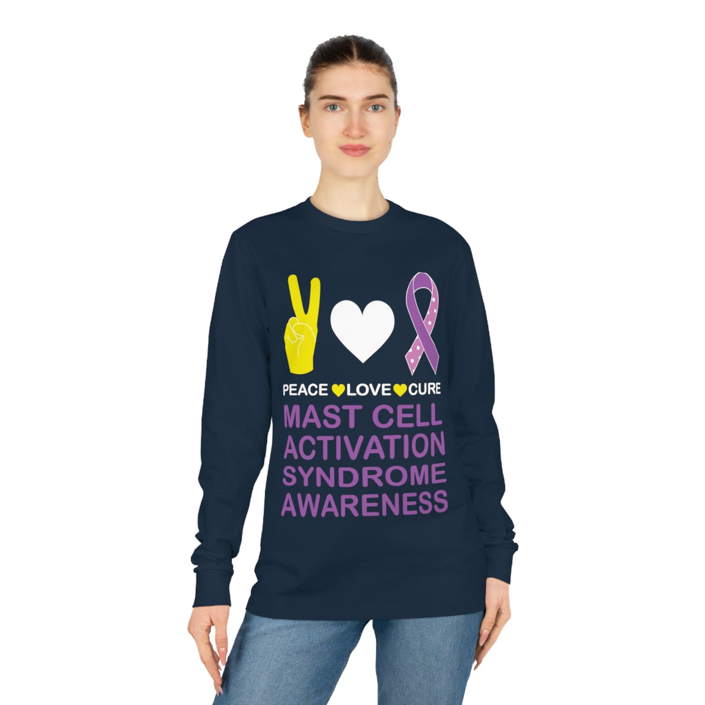 Peace Love Cure - Mast Cell Activation Syndrome, Unisex Organic Long Sleeve Tee, Printed