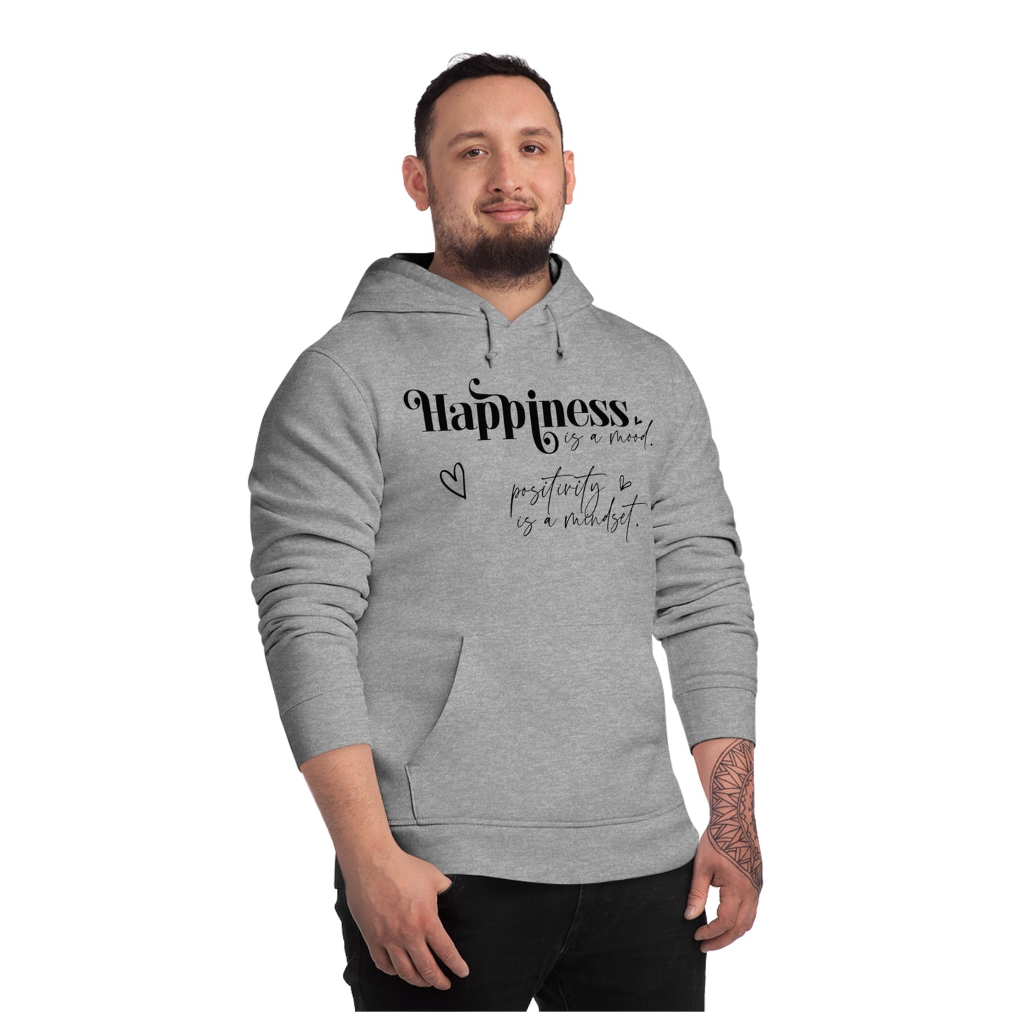 Happiness is a Mood, Unisex Organic Drummer Hoodie, Printed