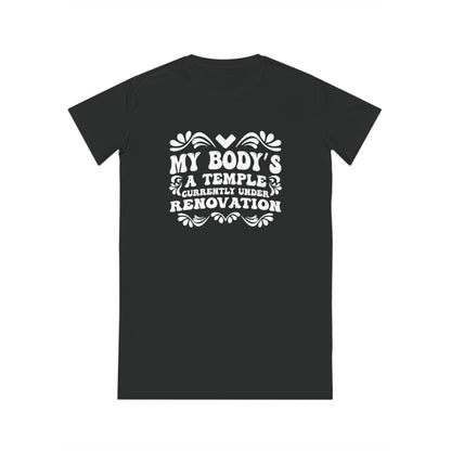 My Body's A Temple..., Women's Spinner T-Shirt Dress, Printed