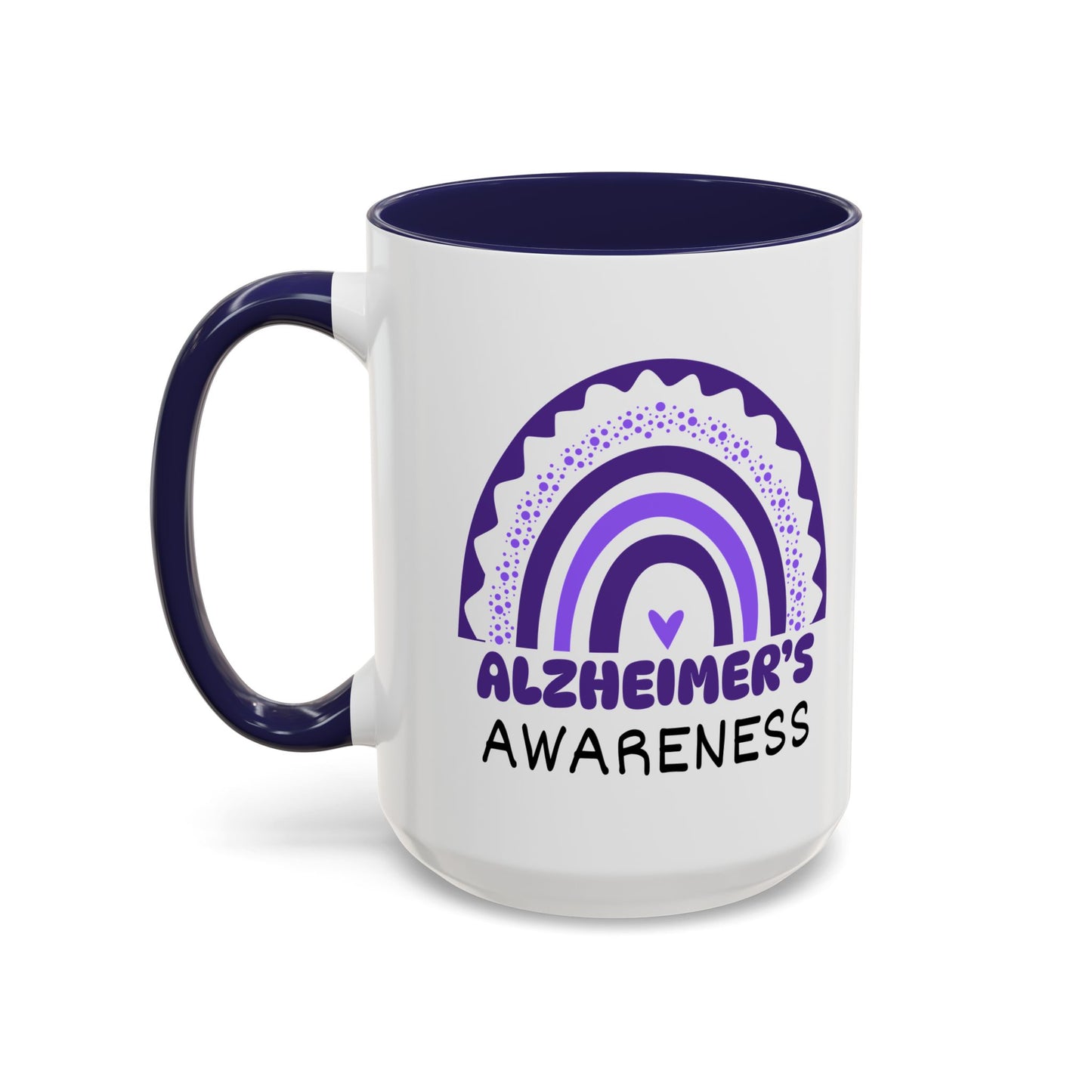 Alzheimer's Disease Big Awareness Rainbow | Lead-free Accent Coffee Mug (11, 15oz)