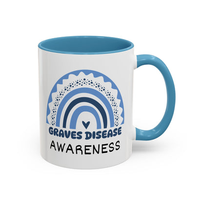 Graves Disease Big Awareness Rainbow | Lead-free Accent Coffee Mug (11, 15oz)