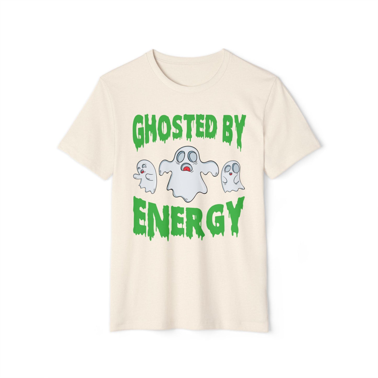 Ghosted by Energy with Spooky Ghosts, Unisex Organic Cotton T-shirt (Colorful), Printed