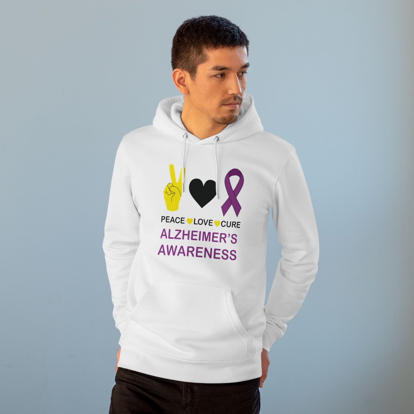 Peace Love Cure - Alzheimer's in Pastel Aesthetic | Unisex Heavy Blend Organic Hoodie Sweatshirt