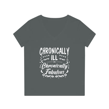 Chronically Ill, Chronically Fabulous, Women's Evoker V-Neck T-Shirt, Printed